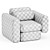 Elegant Asym Chair in Cream Boucle 3D model small image 7