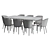 Dorian Fabric Wood Dining Set 3D model small image 7