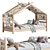Rustic Wood Kids Bed House 3D model small image 1