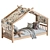 Rustic Wood Kids Bed House 3D model small image 2