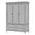 Jules Verne Three-Door Birch and Ash Wardrobe 3D model small image 6