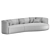 Contemporary Hand-Tailored Sofa in Round Edges 3D model small image 2