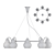 Designer Chandelier White Glass Lamp 3D model small image 3