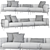  Contemporary Arcade 3-Seat Sofa 3D model small image 4