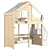 Modern Eco-Style Loft Bed 3D model small image 3