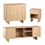 Natural Oak Furniture Set 3D model small image 1