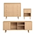 Natural Oak Furniture Set 3D model small image 2