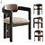 Velvet Upholstered Wood Kibo Chair 3D model small image 1