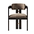 Velvet Upholstered Wood Kibo Chair 3D model small image 3