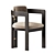 Velvet Upholstered Wood Kibo Chair 3D model small image 4