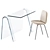 Modern Glass Desk & Chair 3D model small image 2