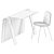 Modern Glass Desk & Chair 3D model small image 4