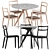 Modern Straight Back Chair & Teak Nero Table Set 3D model small image 5