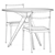 Modern Straight Back Chair & Teak Nero Table Set 3D model small image 4