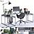 Contemporary Home Office Desk Set 3D model small image 1