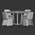 Evie Velvet Dining Set Wood 3D model small image 4