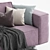 Modern Violet 2 Seater Sofa 3D model small image 2