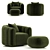 Luxe Green Velvet Swivel Chair 3D model small image 1