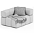 Blue Marine Velvet Modular Sofa 3D model small image 2