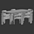 Velvet Upholstered Wood Dining Set 3D model small image 4