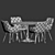  Elegant Velvet Wood Dining Set 3D model small image 4