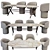 Modern Italian Sofa Set Furniture 3D model small image 5