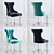 Multi-Color Floral Velvet Chair 3D model small image 5