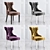 Multi-Color Floral Velvet Chair 3D model small image 6