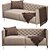 Tufted Leather Apartment Sofa 3D model small image 6