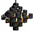 Elegant Black 3-Square Chandelier 3D model small image 1