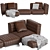 Modern Modular Minotti Twiggy Sofa 3D model small image 2