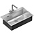 Steel Kitchen Sink AquaSanita Air 3D model small image 1