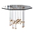 French Lucite Brass Glass Dining Table 3D model small image 1