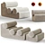 Lux Velvet Lounge Chair Ottoman 3D model small image 1
