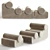 Lux Velvet Lounge Chair Ottoman 3D model small image 2