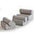 Lux Velvet Lounge Chair Ottoman 3D model small image 5