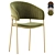 Modern Velvet Bar Chair Gold Legs 3D model small image 1