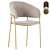 Modern Velvet Bar Chair Gold Legs 3D model small image 2
