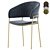 Modern Velvet Bar Chair Gold Legs 3D model small image 3
