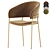 Modern Velvet Bar Chair Gold Legs 3D model small image 4