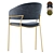Modern Velvet Bar Chair Gold Legs 3D model small image 5