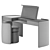 Sleek Makeup Vanity Set & Ottoman 3D model small image 3