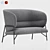 Elegant Samurai High-Back Sofa 3D model small image 1