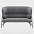 Elegant Samurai High-Back Sofa 3D model small image 2