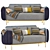 Modern Linen Upholstered Sofa, Gold Legs 3D model small image 1