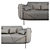 Modern Linen Upholstered Sofa, Gold Legs 3D model small image 6