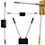 Sleek Gold Black Wall Lamp 3D model small image 1