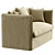French Linen Beige Sofa Cover 3D model small image 3
