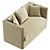 French Linen Beige Sofa Cover 3D model small image 4