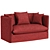 French Linen Beige Sofa Cover 3D model small image 6